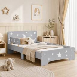 STILVORA Toddler Bed with Side Rails Grey - Size: Small Single