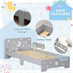 STILVORA Toddler Bed with Side Rails Grey - Size: Small Single - thumbnail 7
