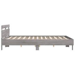Berkfield Home Durable Bed Frame with LED without Mattress Grey Sonoma 160x200 cm - thumbnail 8