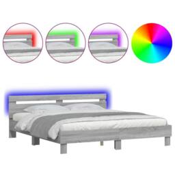 Berkfield Home Durable Bed Frame with LED without Mattress Grey Sonoma 160x200 cm - thumbnail 3