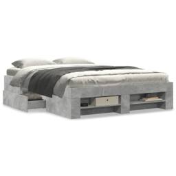 Berkfield Home Durable Bed Frame without Mattress Concrete Grey 135x190cm Engine - Size: 135x190 cm - thumbnail 4