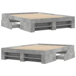 Berkfield Home Durable Bed Frame without Mattress Concrete Grey 135x190cm Engine - Size: 135x190 cm - thumbnail 8