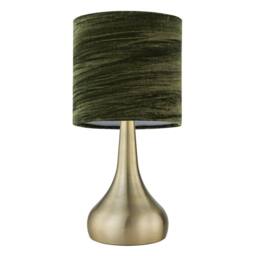 First Choice Lighting Set of 2 Romana - Antique Brass Touch Table Lamps Green Crushed Velvet in Bronze - thumbnail 3