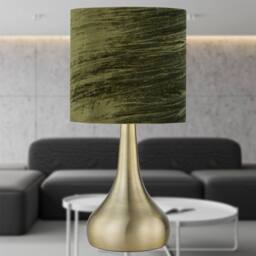 First Choice Lighting Set of 2 Romana - Antique Brass Touch Table Lamps Green Crushed Velvet in Bronze - thumbnail 4