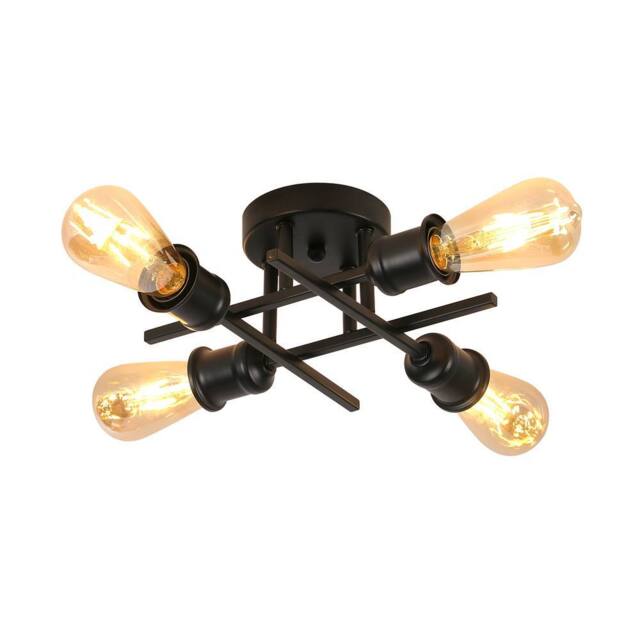 Pheashine Black 28cm 4-Light Semi-Flush Ceiling Light E27 Vintage Industrial - image 1