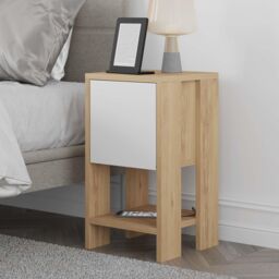 Decortie Ema 30cm Compact Bedside Cabinet, 1-Drawer Dark Brown in Off-White - Size: 1 Pack - thumbnail 4