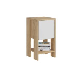 Decortie Ema 30cm Compact Bedside Cabinet, 1-Drawer Dark Brown in Off-White - Size: 1 Pack - thumbnail 2