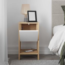 Decortie Ema 30cm Compact Bedside Cabinet, 1-Drawer Dark Brown in Off-White - Size: 1 Pack - thumbnail 5