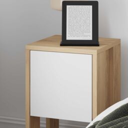 Decortie Ema 30cm Compact Bedside Cabinet, 1-Drawer Dark Brown in Off-White - Size: 1 Pack - thumbnail 3