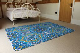 Benjamin Tate Design Floral & Geometric Embellished Tiles Rug in Natural - Size: Large - thumbnail 3