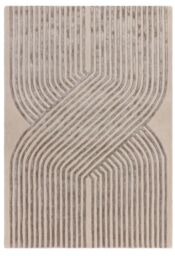 The Rug Shop UK Cream Handmade Modern Easy to clean Striped Area Rug - Size: 160 cm x 230 cm