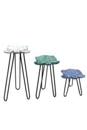 KDMD Set of 3 Wooden Plant Stands with Hairpin Legs - Turtles Design - thumbnail 7