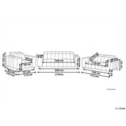 Wyld and Coco 3-Piece Sofa Set Light Beige Faux Leather Adjustable Headrests - thumbnail 3