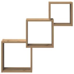 Berkfield Home Wall Cube Shelves Artisan Oak 68x15x68 cm Engineered Wood in Brown - Size: 68 x 15 x 68 cm - thumbnail 4