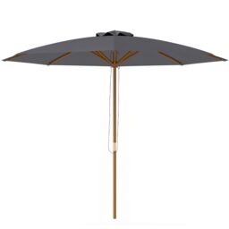 OUTSUNNY Wooden Garden Parasol with Rope Pulley Mechanism, Dark Grey - thumbnail 2