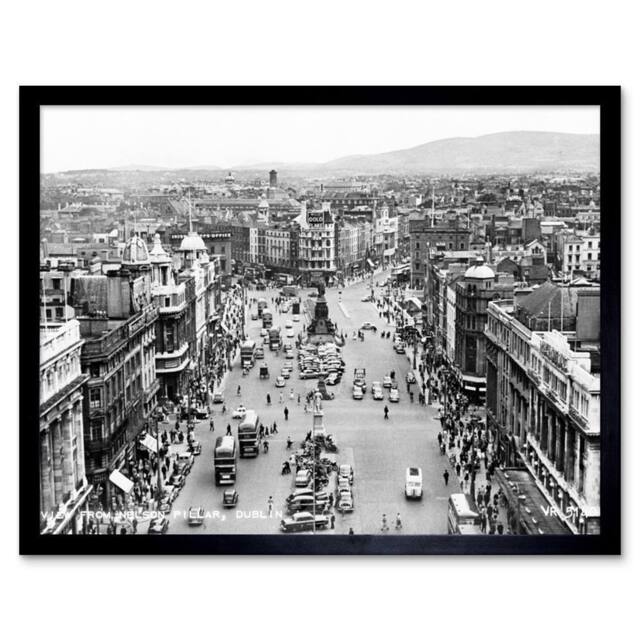 "Artery8 View From Nelson's Pillar Dublin Ireland 1950 12x16"" Framed Art Print in Grey - Size: W12"" x H16""" - image 1