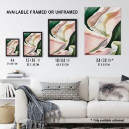 Artery8 Fabric Folds Pink Green Abstract Watercolour Framed Art Print - Size: A4 - thumbnail 3