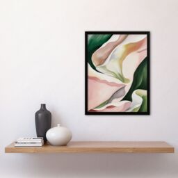 Artery8 Fabric Folds Pink Green Abstract Watercolour Framed Art Print - Size: A4 - thumbnail 4
