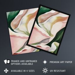 Artery8 Fabric Folds Pink Green Abstract Watercolour Framed Art Print - Size: A4 - thumbnail 2