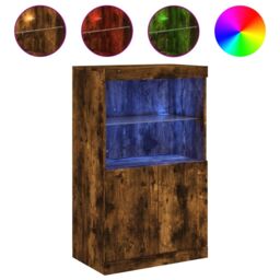 Berkfield Home Sideboard with LED Lights Smoked Oak 60.5x37x100 cm in Brown - thumbnail 2