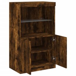 Berkfield Home Sideboard with LED Lights Smoked Oak 60.5x37x100 cm in Brown - thumbnail 7