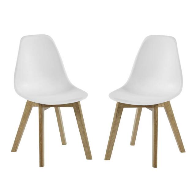 Cheshire Alderley Premium White Plastic Dining Chairs with Wooden Legs-Set of 2 - image 1
