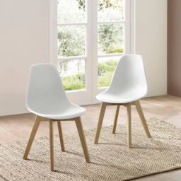 Cheshire Alderley Premium White Plastic Dining Chairs with Wooden Legs-Set of 2 - thumbnail 5