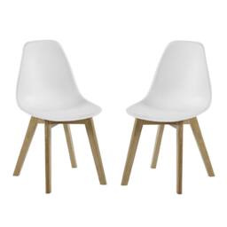 Cheshire Alderley Premium White Plastic Dining Chairs with Wooden Legs-Set of 2 - thumbnail 1