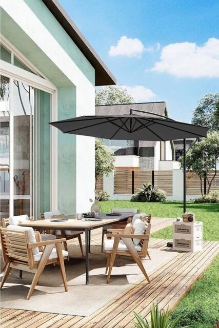 H&O Direct Outdoor 3m Cantilever Garden Parasol（Base not included） in Dark Grey - image 1