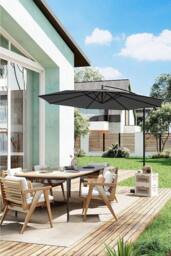 H&O Direct Outdoor 3m Cantilever Garden Parasol（Base not included） in Dark Grey - thumbnail 1