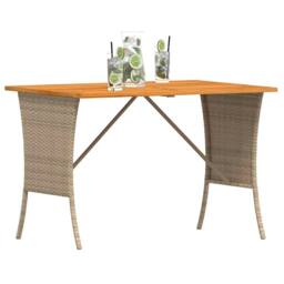 Berkfield Home Garden Table with Acacia Wood Top Beige 105x75x72 cm Poly Rattan - Size: 105 x 75 x 72 cm - thumbnail 4