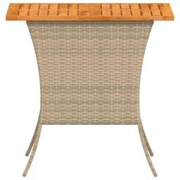 Berkfield Home Garden Table with Acacia Wood Top Beige 105x75x72 cm Poly Rattan - Size: 105 x 75 x 72 cm - thumbnail 6