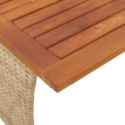 Berkfield Home Garden Table with Acacia Wood Top Beige 105x75x72 cm Poly Rattan - Size: 105 x 75 x 72 cm - thumbnail 9