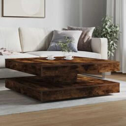 Berkfield Home Coffee Table 360-Degree Rotatable Smoked Oak 90x90x34.5 cm in Brown - thumbnail 3
