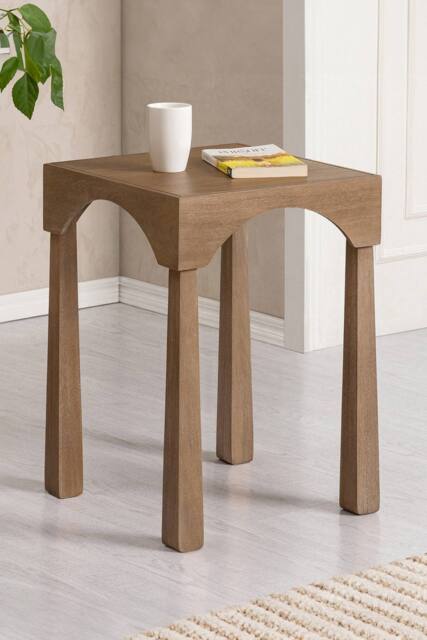 MH London Casa Side Table Solid Wood Veneer Bedside Table for Living Room in Beige - image 1