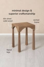 MH London Casa Side Table Solid Wood Veneer Bedside Table for Living Room in Beige - thumbnail 3