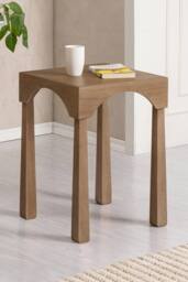 MH London Casa Side Table Solid Wood Veneer Bedside Table for Living Room in Beige - thumbnail 1