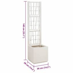 Berkfield Home Garden Planter with Trellis White 36x36x140 cm PP in Off-White - Size: 36 x 36 x 140 cm - thumbnail 9