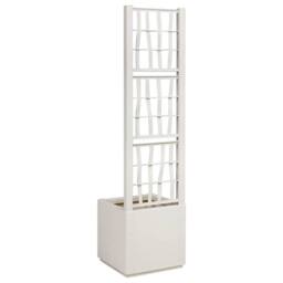 Berkfield Home Garden Planter with Trellis White 36x36x140 cm PP in Off-White - Size: 36 x 36 x 140 cm - thumbnail 1