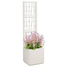 Berkfield Home Garden Planter with Trellis White 36x36x140 cm PP in Off-White - Size: 36 x 36 x 140 cm - thumbnail 3