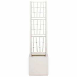 Berkfield Home Garden Planter with Trellis White 36x36x140 cm PP in Off-White - Size: 36 x 36 x 140 cm - thumbnail 4