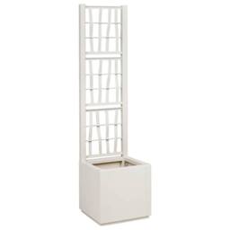 Berkfield Home Garden Planter with Trellis White 36x36x140 cm PP in Off-White - Size: 36 x 36 x 140 cm - thumbnail 2