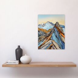 "Artery8 Scafell Pike Mountain Peaks Stylised Landscape Wall Art Print in Blue - Size: W24"" x H32""" - thumbnail 4
