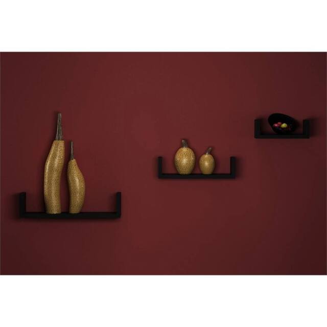 SPETLEK Set of 3 U Shaped Floating Wooden Wall Shelf Display Unit in Black - image 1