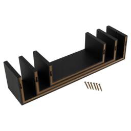 SPETLEK Set of 3 U Shaped Floating Wooden Wall Shelf Display Unit in Black - thumbnail 5