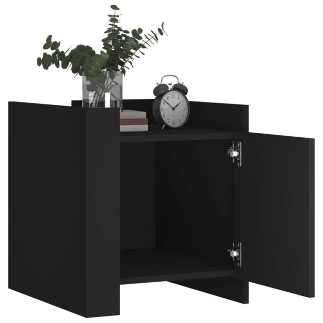 Berkfield Home Decorative Bedside Cabinet Black 45x50x50 cm Engineered Wood - Size: 45 x 50 x 50 cm - image 1
