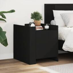 Berkfield Home Decorative Bedside Cabinet Black 45x50x50 cm Engineered Wood - Size: 45 x 50 x 50 cm - thumbnail 2