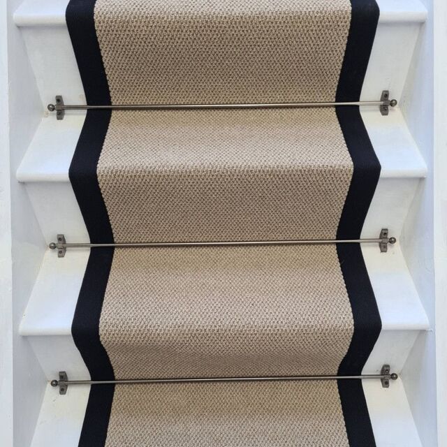 RainbowHome Angel Dark Beige Stair Runner With 100% Black Cotton Border in Brown - Size: 15 cm x 20 cm - image 1