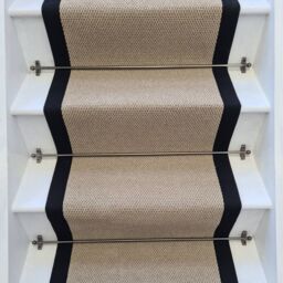 RainbowHome Angel Dark Beige Stair Runner With 100% Black Cotton Border in Brown - Size: 15 cm x 20 cm - thumbnail 1