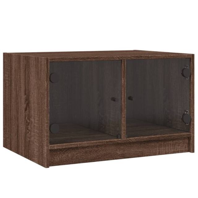 Berkfield Home Coffee Table with Glass Doors Brown Oak 68x50x42 cm - Size: 68 x 50 x 42 cm - image 1